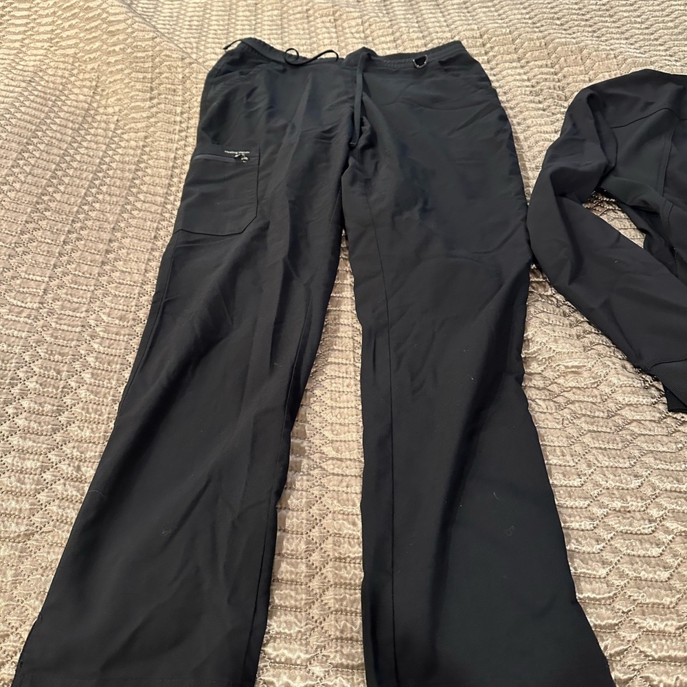 Healing Hands Black scrub Pants with Relaxed Fit